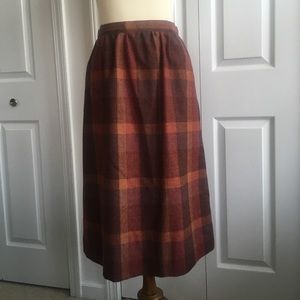 Vintage Red Plaid Wool Skirt